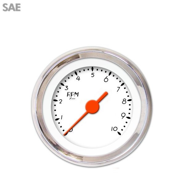 DECO XT White Tachometer Gauge GAR214ZEXIABAH Aurora Instruments