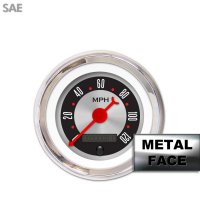 Red Ring Face, Red Classic Needles, Black Bezels Aurora Instruments 4047 American Retro Rodder Oil Pressure Gauge