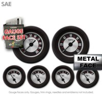 Black Modern Needles, Chrome Trim Rings, Style Kit DIY Install Aurora Instruments 4506 Skull Series SAE 6-Gauge Set with Emblem 